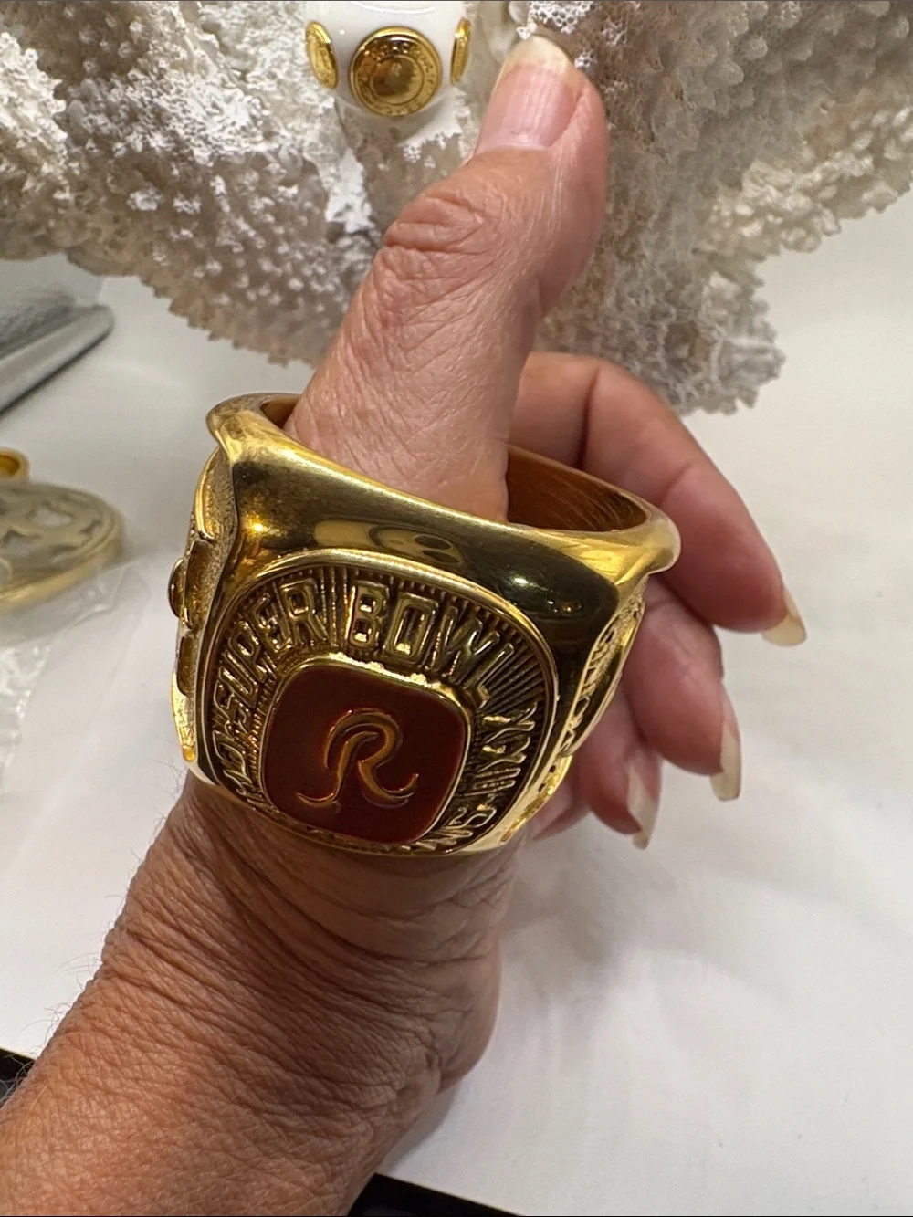 Gold Tone  Redskins Enamel Men's Championship-Style Ring, Paperweight